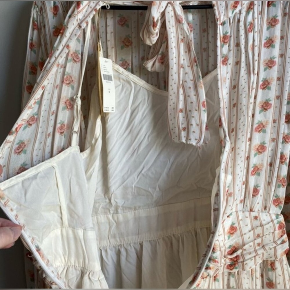 Anthropologie Let Me Be Mock Neck Sheer Mini Dress in Pink Combo, Size LG; NWT - Picture 12 of 16